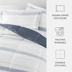Casual Comfort Stitch Stripe Midweight Down Alternative Comforter Set