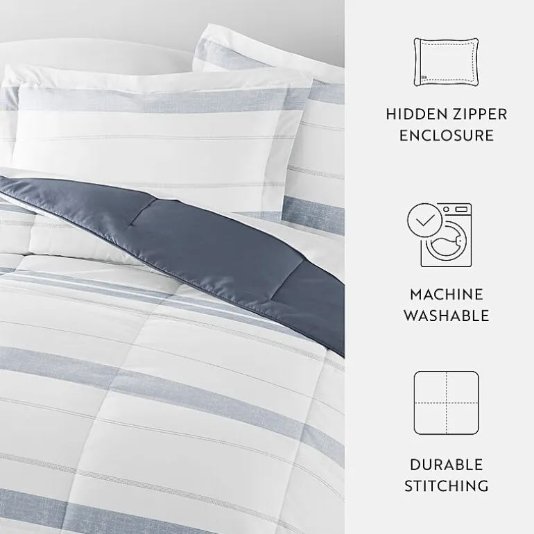 Casual Comfort Stitch Stripe Midweight Down Alternative Comforter Set