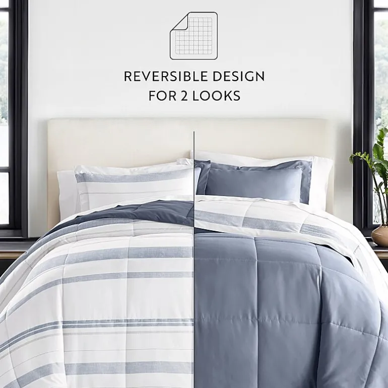 Casual Comfort Stitch Stripe Midweight Down Alternative Comforter Set