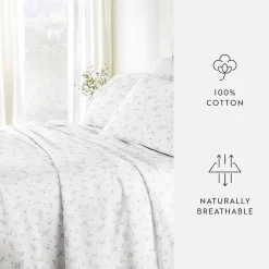 Casual Comfort 300tc Cotton Sateen Pattern 4 piece Sheet Set