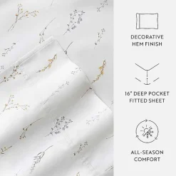 Casual Comfort 300tc Cotton Sateen Pattern 4 piece Sheet Set