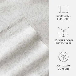 Casual Comfort 300tc Cotton Sateen Pattern 4 piece Sheet Set
