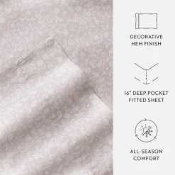 Casual Comfort 300tc Cotton Sateen Pattern 4 piece Sheet Set