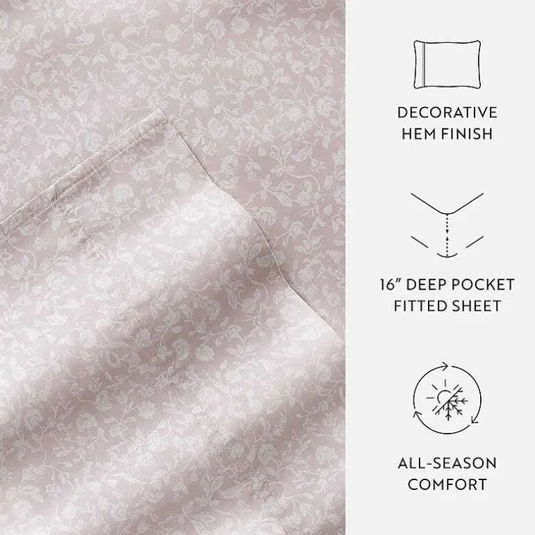 Casual Comfort 300tc Cotton Sateen Pattern 4 piece Sheet Set