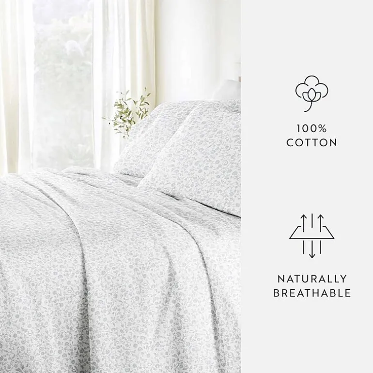 Casual Comfort 300tc Cotton Sateen Pattern 4 piece Sheet Set