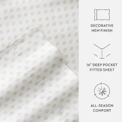 Casual Comfort 300tc Cotton Sateen Pattern 4 piece Sheet Set