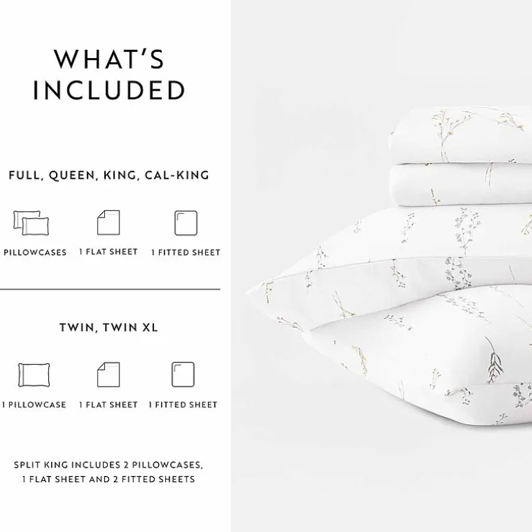 Casual Comfort 300tc Cotton Sateen Pattern 4 piece Sheet Set