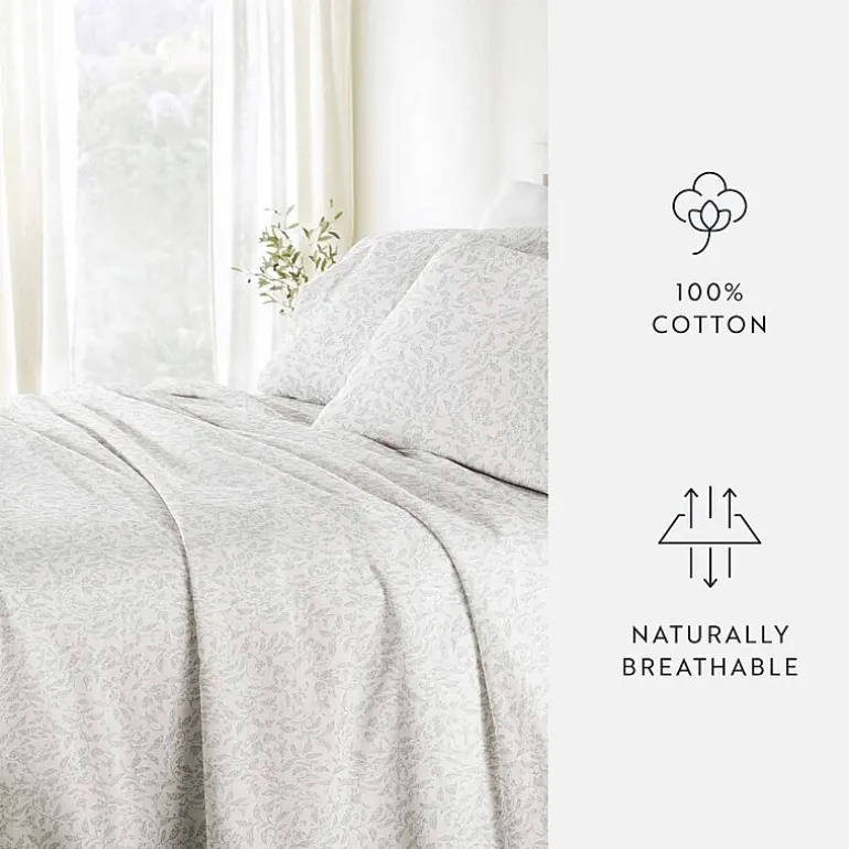 Casual Comfort 300tc Cotton Sateen Pattern 4 piece Sheet Set