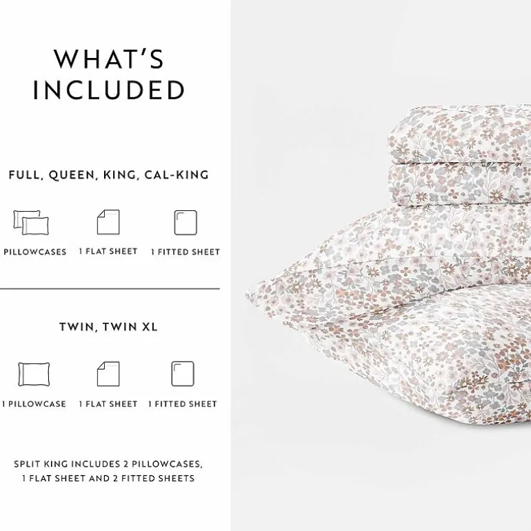 Casual Comfort 300tc Cotton Sateen Pattern 4 piece Sheet Set