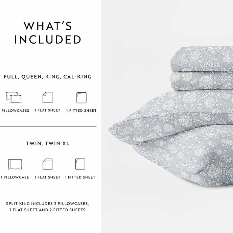 Casual Comfort 300tc Cotton Sateen Pattern 4 piece Sheet Set
