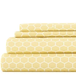 Casual Comfort Ultra Soft Honeycomb Pattern 4 Piece Bed Sheet Set