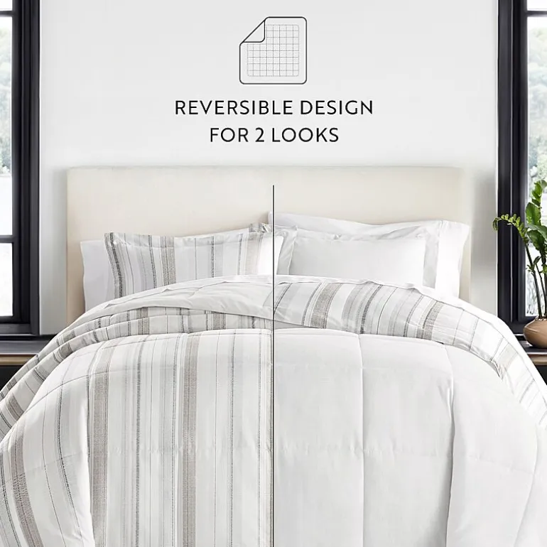 Casual Comfort Vertical Stripe Midweight Down Alternative Comforter Set