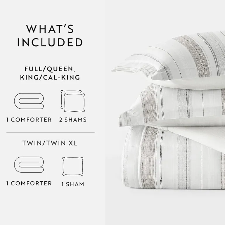Casual Comfort Vertical Stripe Midweight Down Alternative Comforter Set