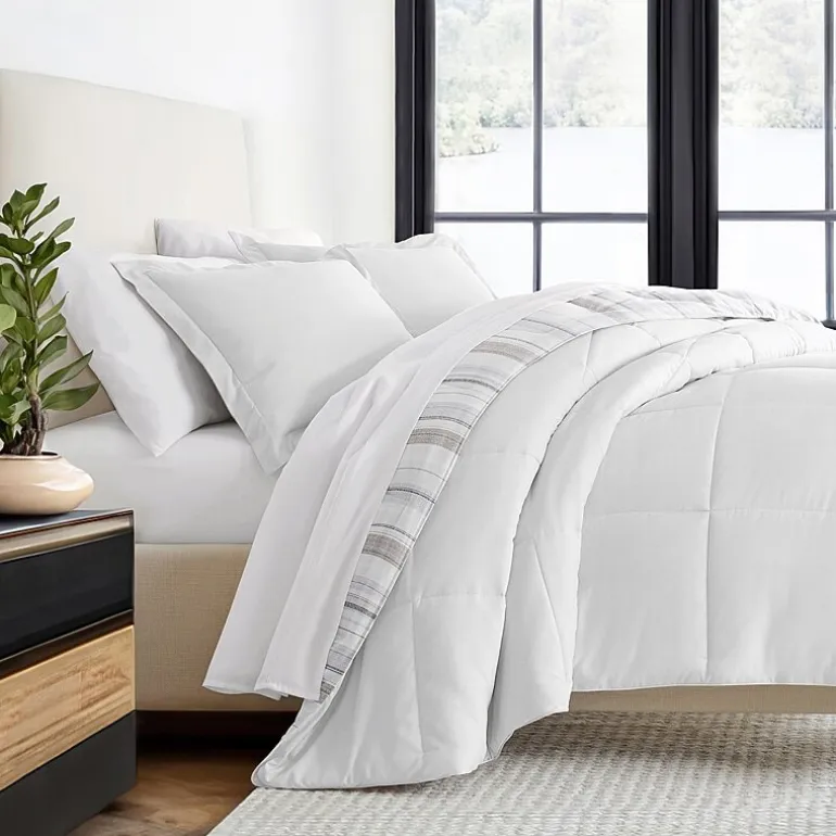 Casual Comfort Vertical Stripe Midweight Down Alternative Comforter Set