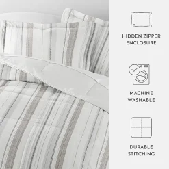 Casual Comfort Vertical Stripe Midweight Down Alternative Comforter Set