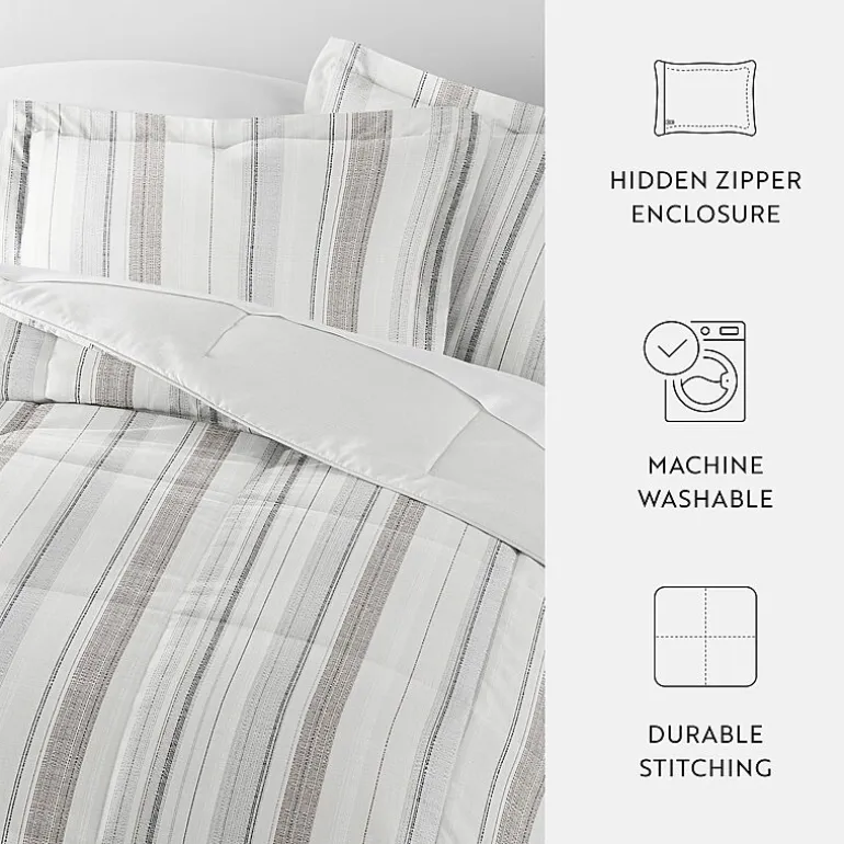 Casual Comfort Vertical Stripe Midweight Down Alternative Comforter Set