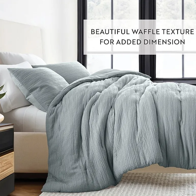 Casual Comfort Waffle Textured Midweight Down Alternative Comforter Set
