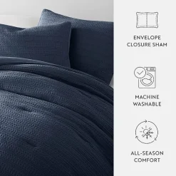 Casual Comfort Waffle Textured Midweight Down Alternative Comforter Set