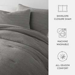 Casual Comfort Waffle Textured Midweight Down Alternative Comforter Set