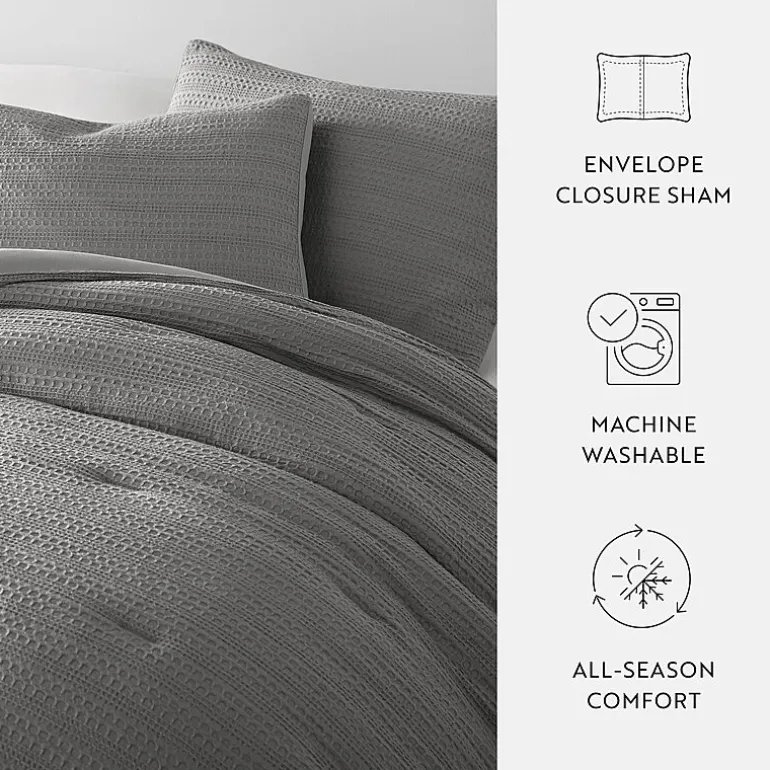 Casual Comfort Waffle Textured Midweight Down Alternative Comforter Set