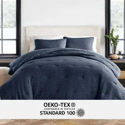 Casual Comfort Waffle Textured Midweight Down Alternative Comforter Set