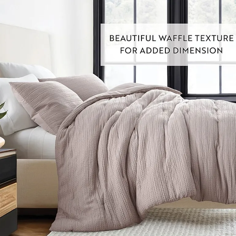 Casual Comfort Waffle Textured Midweight Down Alternative Comforter Set