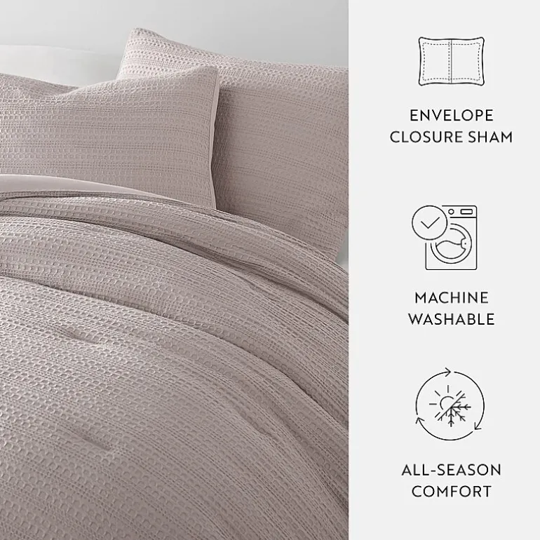 Casual Comfort Waffle Textured Midweight Down Alternative Comforter Set