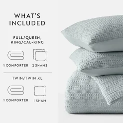 Casual Comfort Waffle Textured Midweight Down Alternative Comforter Set