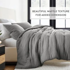 Casual Comfort Waffle Textured Midweight Down Alternative Comforter Set