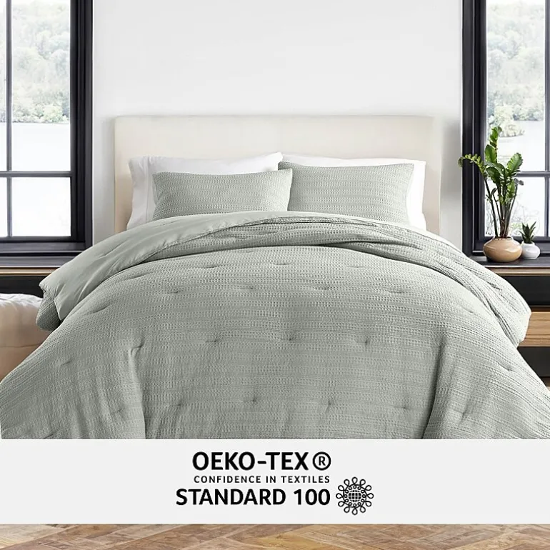 Casual Comfort Waffle Textured Midweight Down Alternative Comforter Set