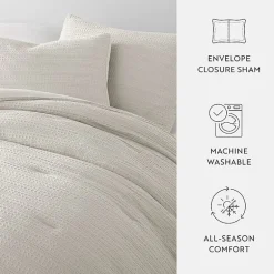Casual Comfort Waffle Textured Midweight Down Alternative Comforter Set
