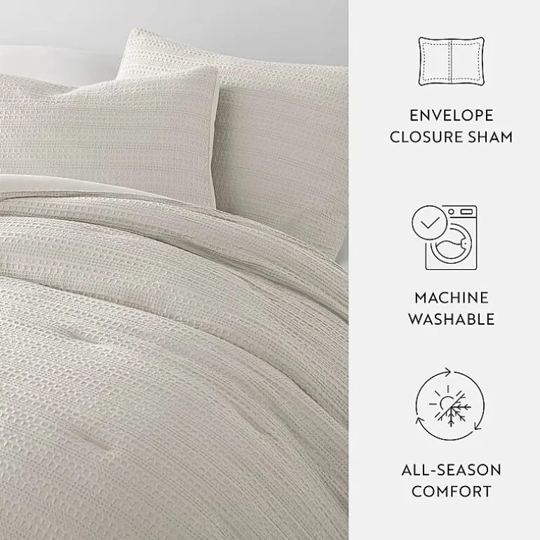 Casual Comfort Waffle Textured Midweight Down Alternative Comforter Set
