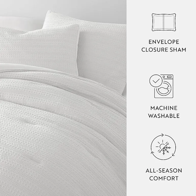 Casual Comfort Waffle Textured Midweight Down Alternative Comforter Set