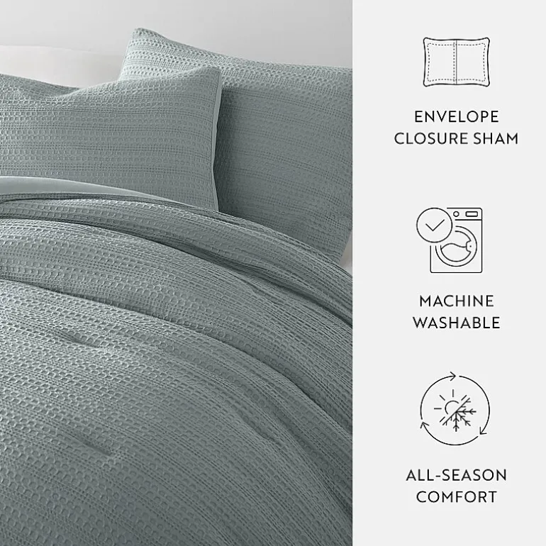 Casual Comfort Waffle Textured Midweight Down Alternative Comforter Set