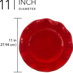 Certified International Perlette Red 4-pc. Melamine Dinner Plate