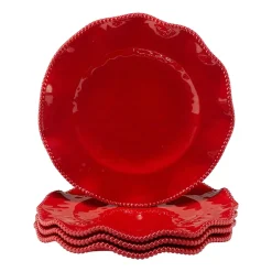 Certified International Perlette Red 4-pc. Melamine Dinner Plate