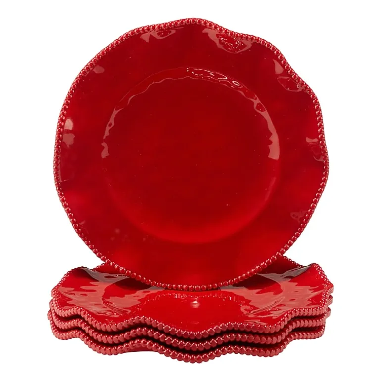 Certified International Perlette Red 4-pc. Melamine Dinner Plate
