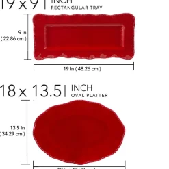 Certified International Perlette Red Melamine Serving Platter 2-pc. Set