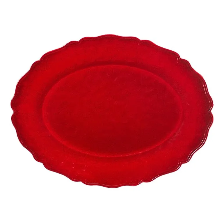 Certified International Red Crackle Serving Platter