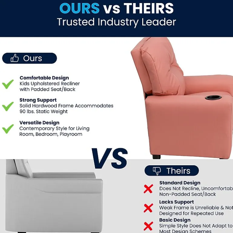 Chandler Plush Recliner with Cup Holder for Kids