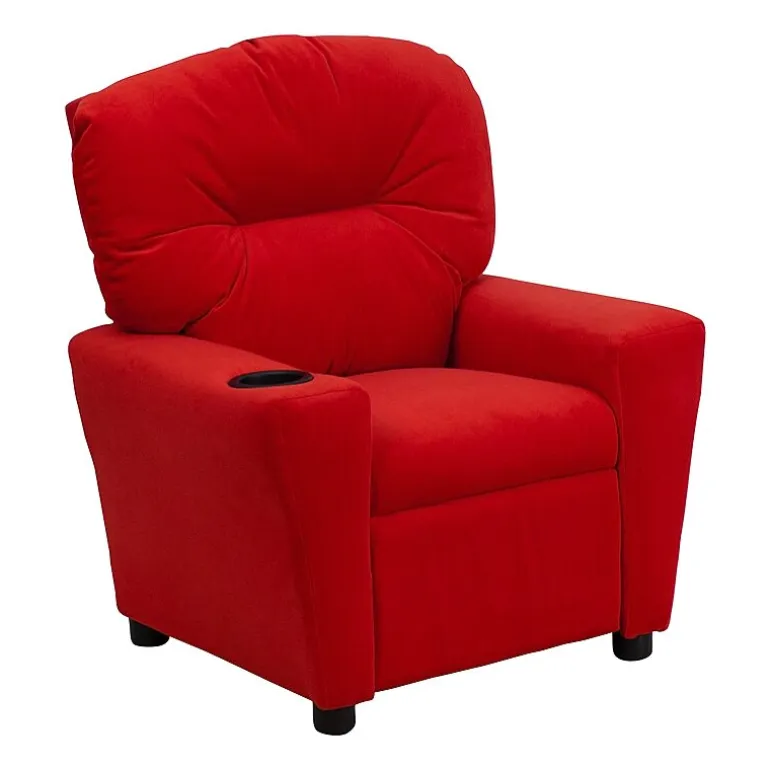 Chandler Plush Recliner with Cup Holder for Kids