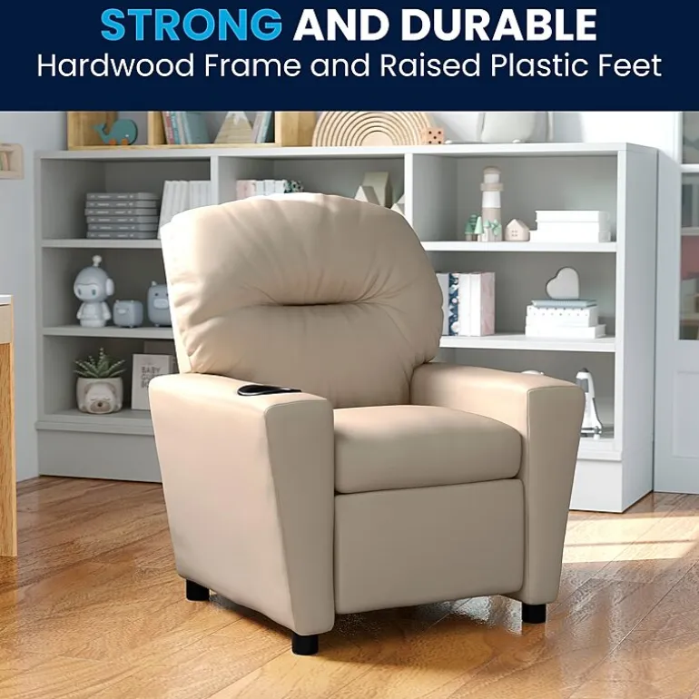 Chandler Plush Recliner with Cup Holder for Kids