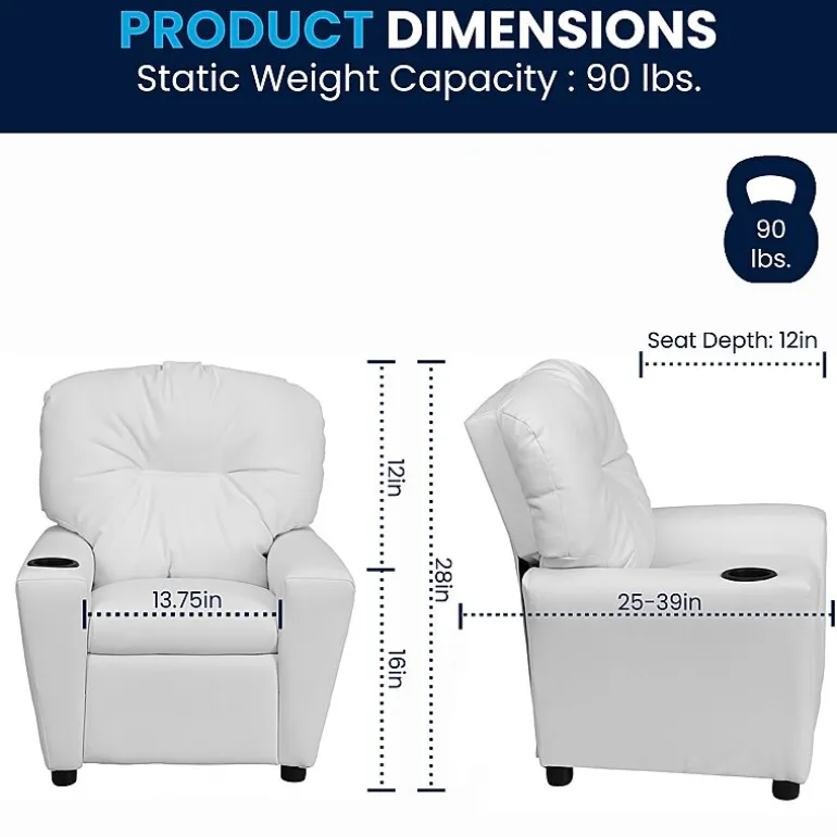 Chandler Plush Recliner with Cup Holder for Kids