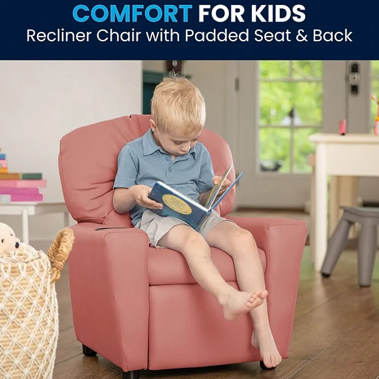 Chandler Plush Recliner with Cup Holder for Kids