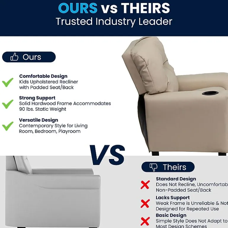 Chandler Plush Recliner with Cup Holder for Kids