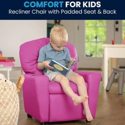 Chandler Plush Recliner with Cup Holder for Kids