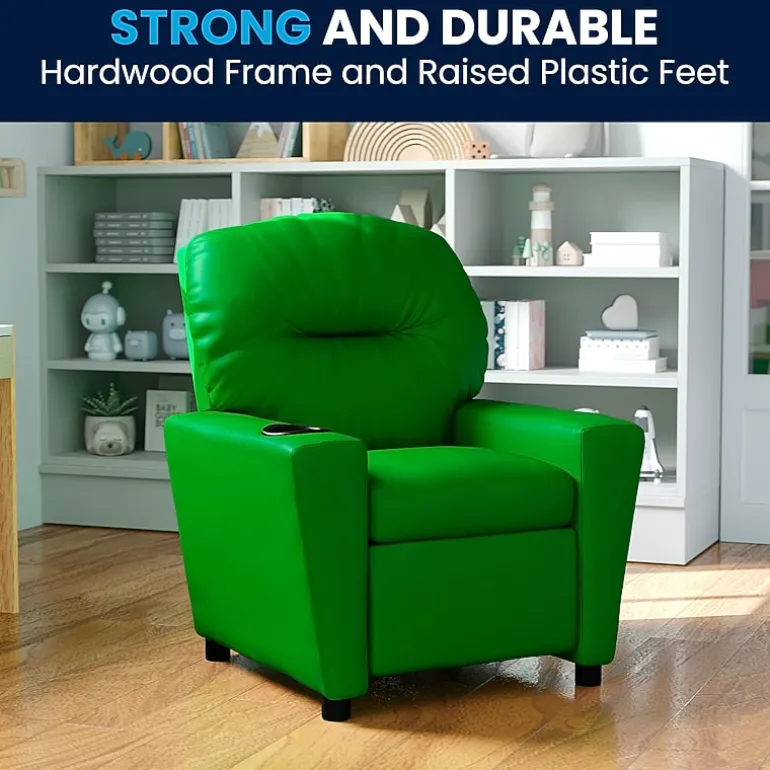 Chandler Plush Recliner with Cup Holder for Kids