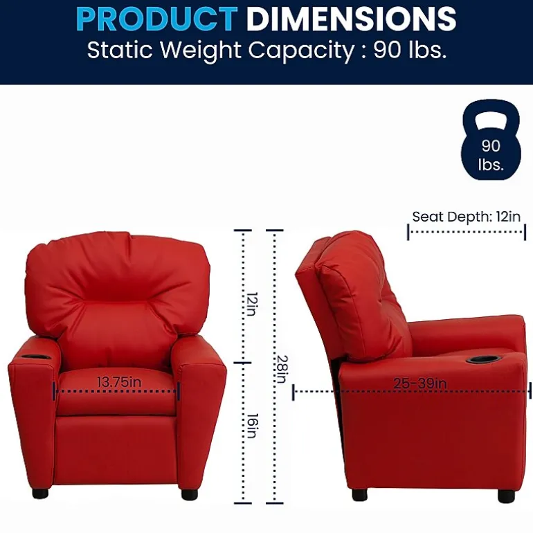 Chandler Plush Recliner with Cup Holder for Kids