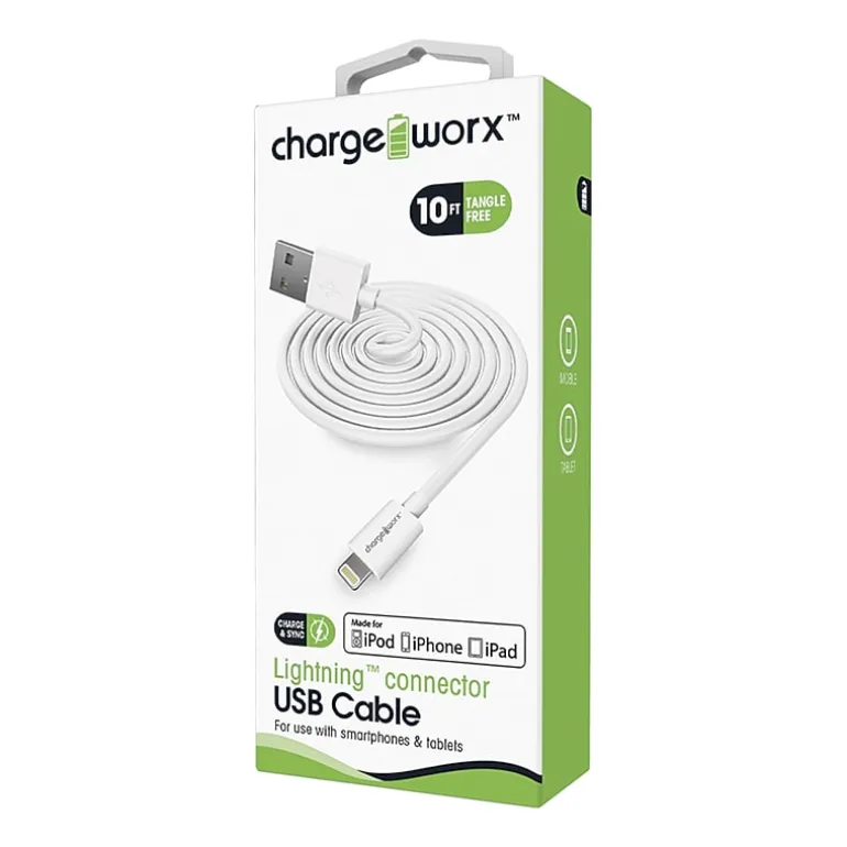 Chargeworx 10ft Lightning Cable Charger