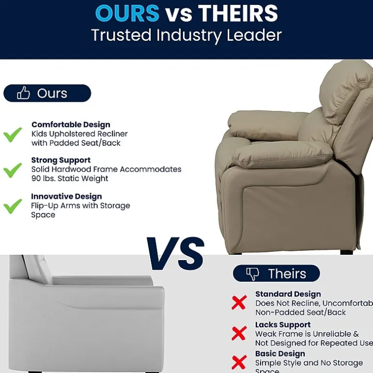 Charlie Padded Arm Recliner for Kids